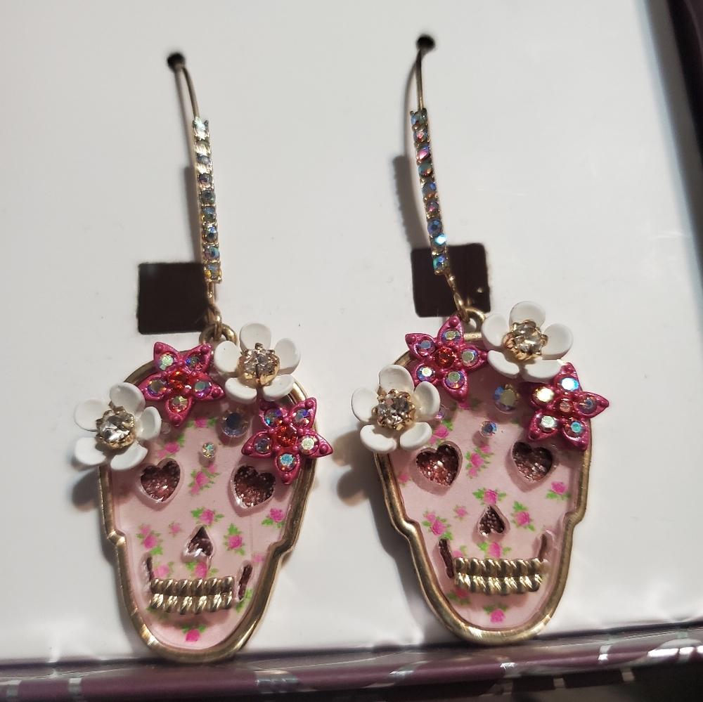 Betsey Johnson Skull Dangle Earrings
